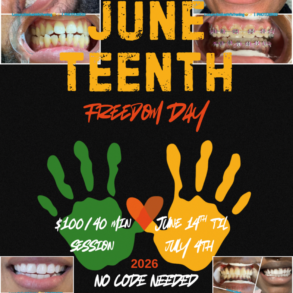 JuneTeenth Whitening at Luxury Smiles, Waxes & More in Dallas, TX
