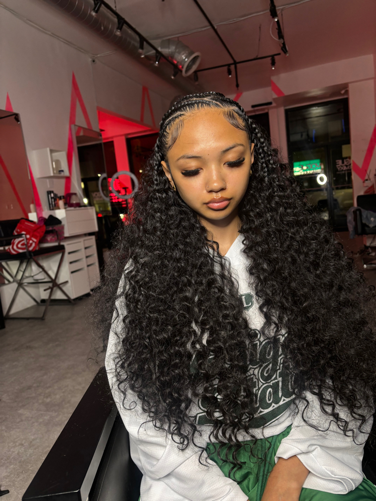 6 Braids Half Up Half Down Cap