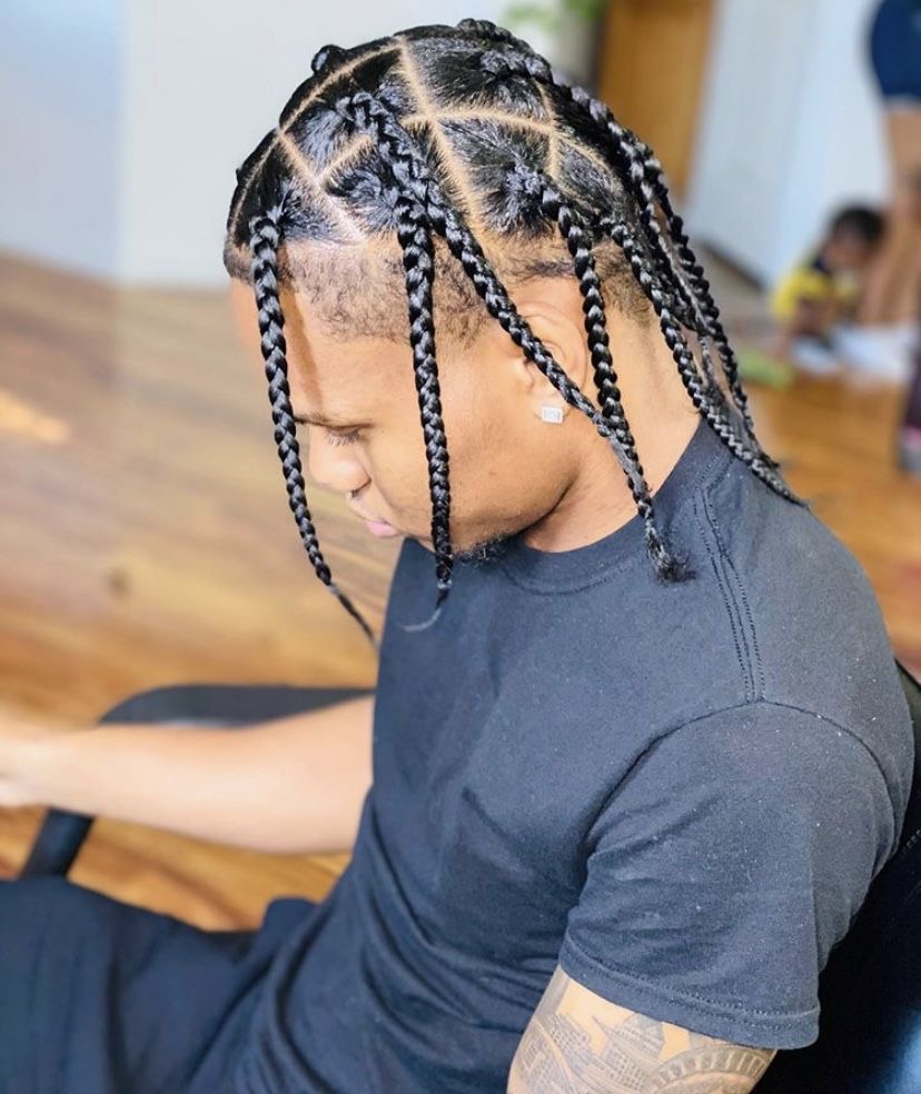 Men Box Braids Shaved Top Head