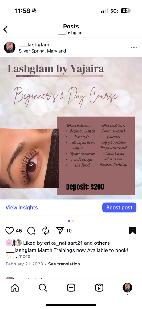 1 On 1 Beginners LASH TRAINING