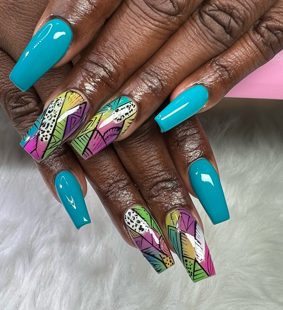 4 Finger Simple Nail Design