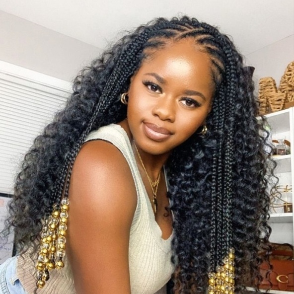 HALF DOWN CROCHET HALF CORNROW at Favourite Hair Braiding in Cantonsville, MD