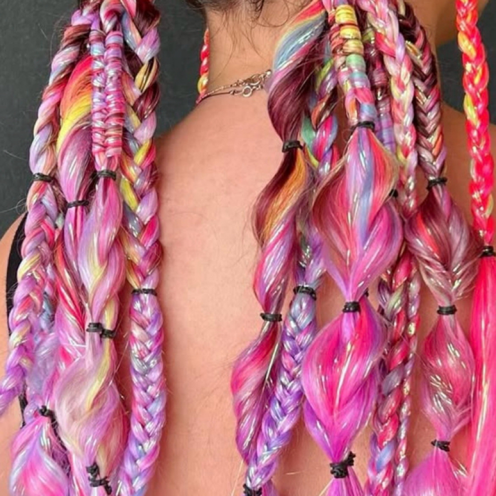 Two Dutch Braids W/individuals at Rainbow Balayage in Charlotte, NC