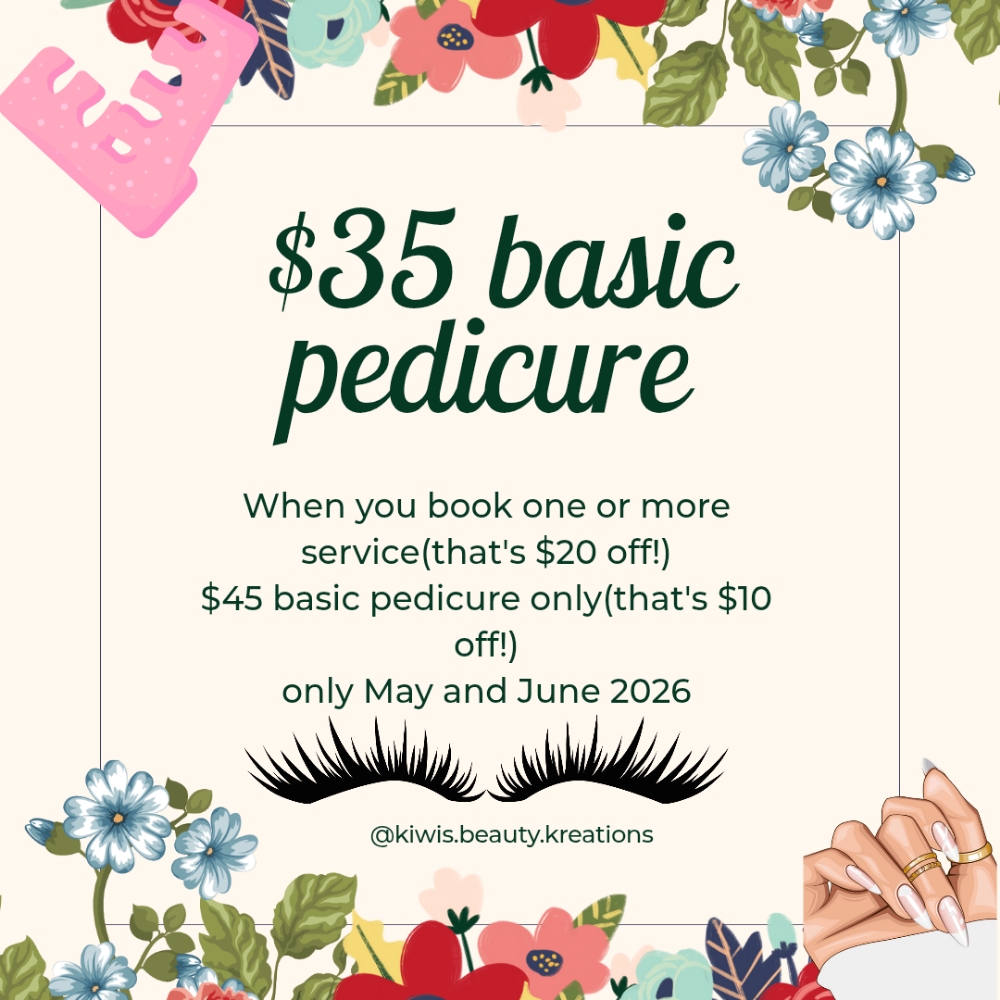 May & June Pedicure Special at Kiwis Beauty Kreations in Boise, ID
