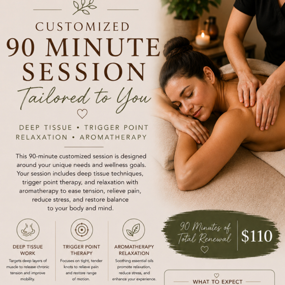Customized Massage 90 Minute at Kalm & Glow in Fortmill, SC