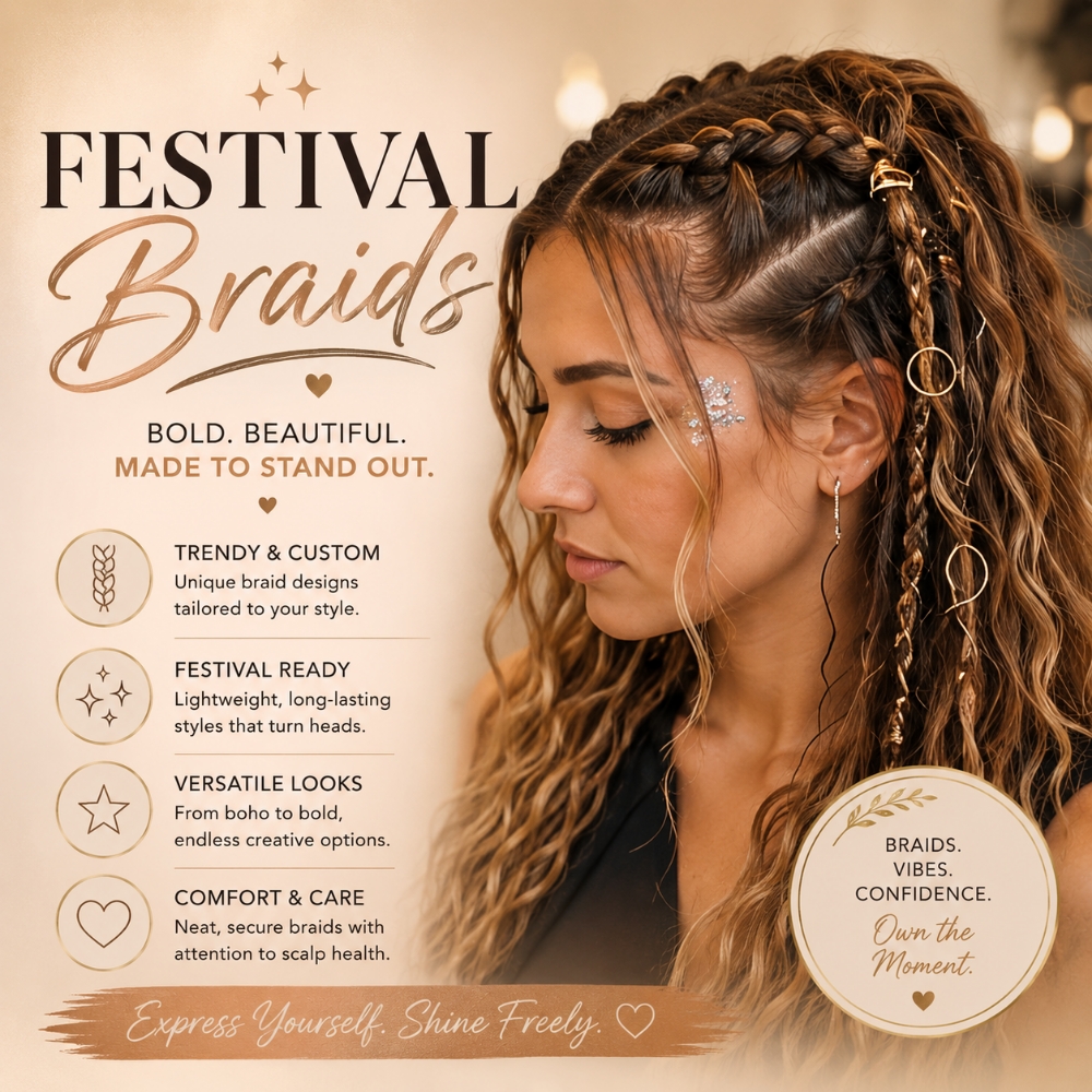 Festival Braids at Regina's Hair & Nail Studio in Corning, CA