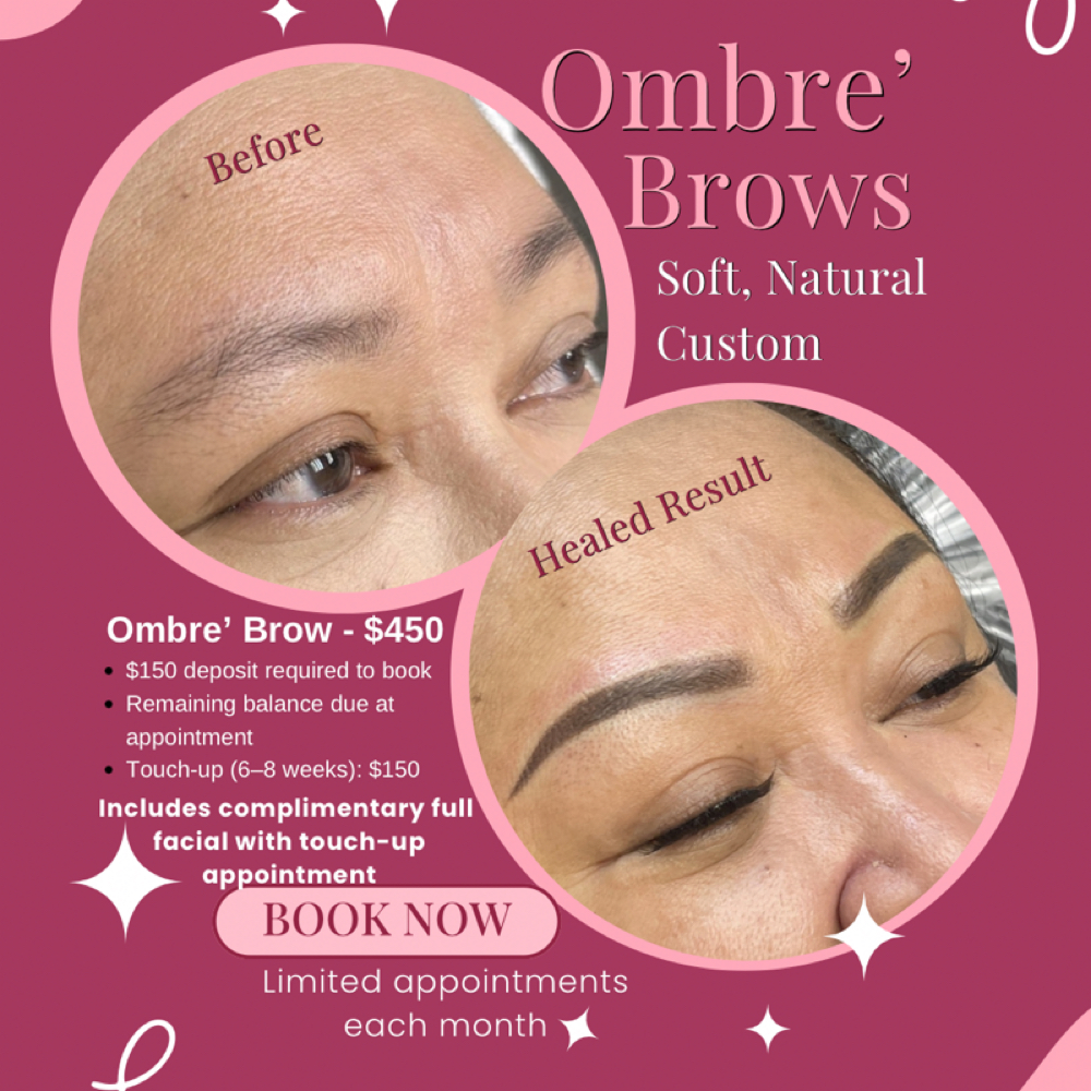 Ombre’ Brows, Natural, Soft, Custom at Cindy PMU in Arcadia, CA
