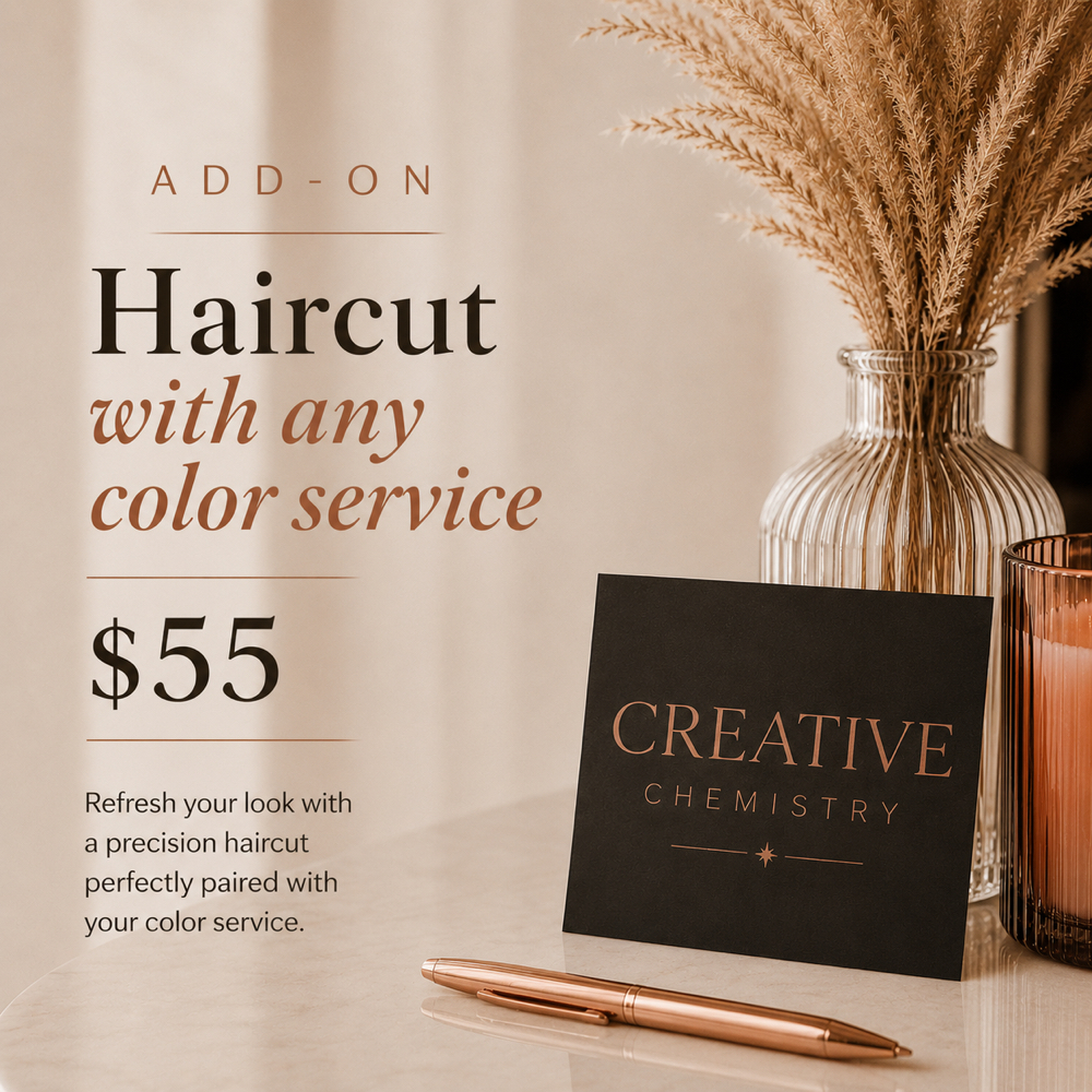 ADD- On haircut (w/color Service) at Creative Chemistry Salon in Katy, TX