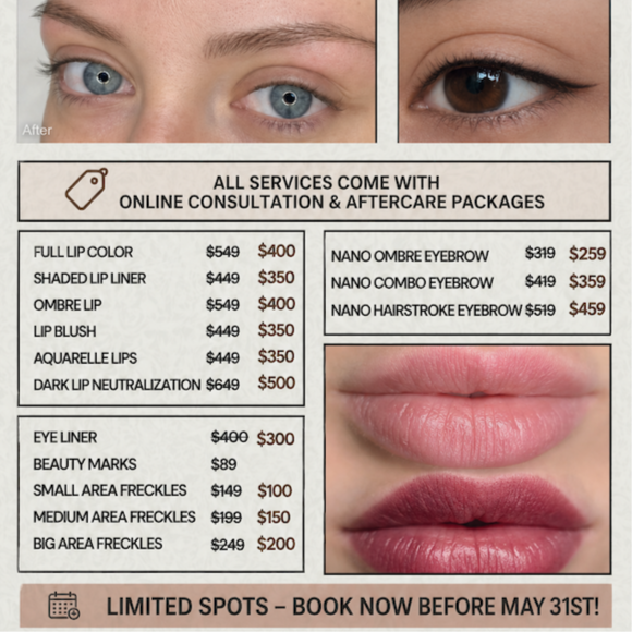PROMO PMU SERVICES (end on JUNE 30) at OPALITE NAILS & SPA in Charlotte, NC