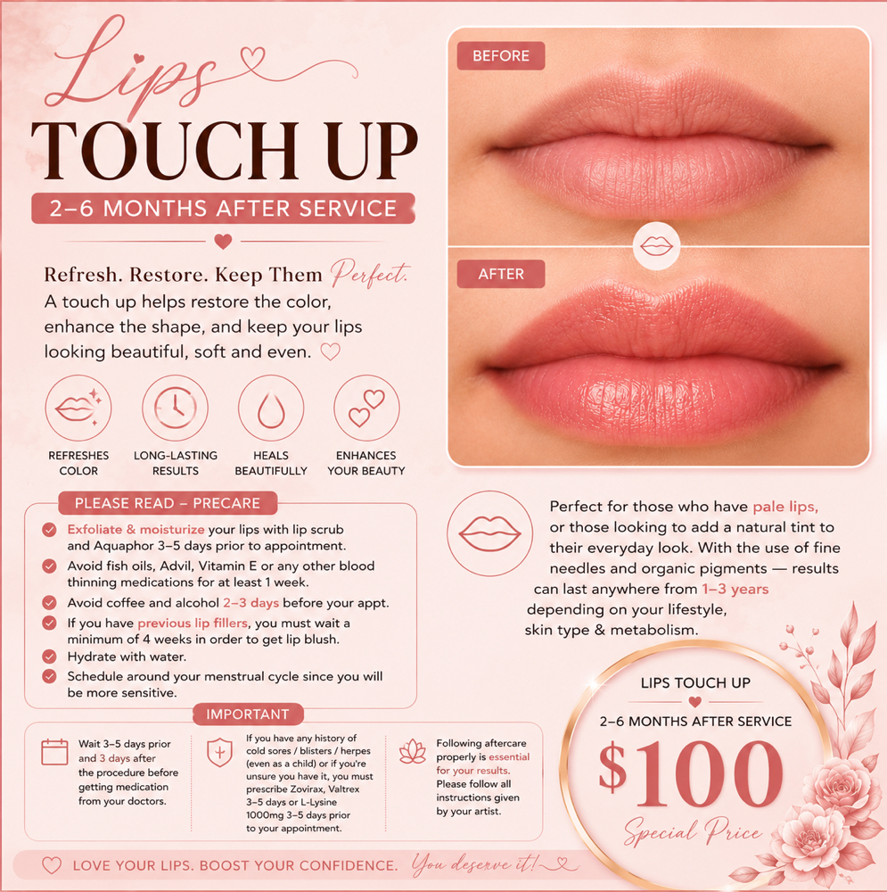LIPS TOUCH UP 2-6months at Blink By Jenny lashes & brows studio in Jacksonville, FL