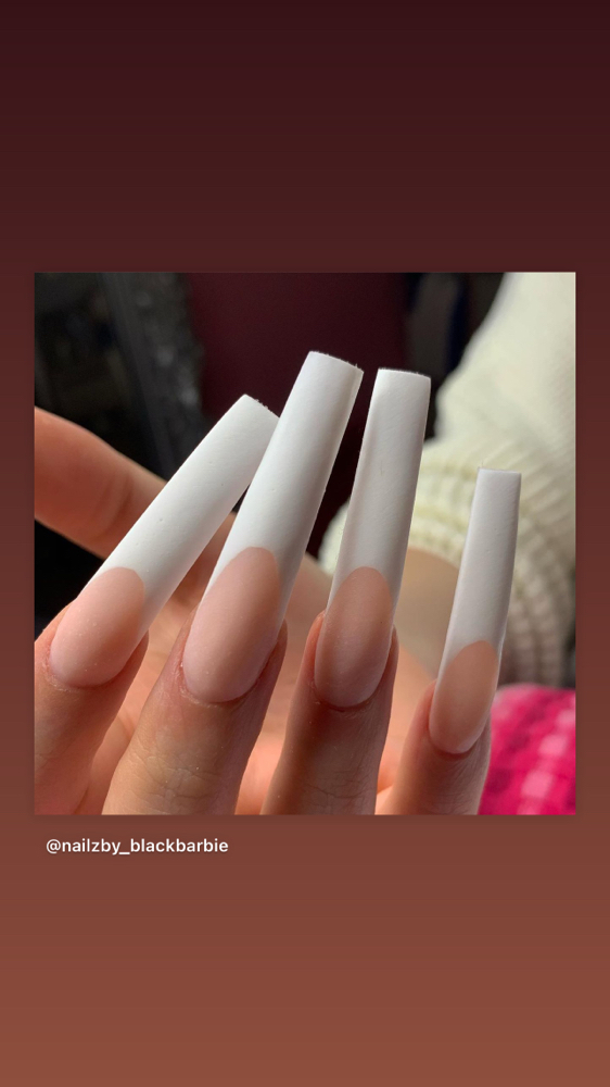 Long French Fullset at Black Barbie Nailz in Conroe, TX