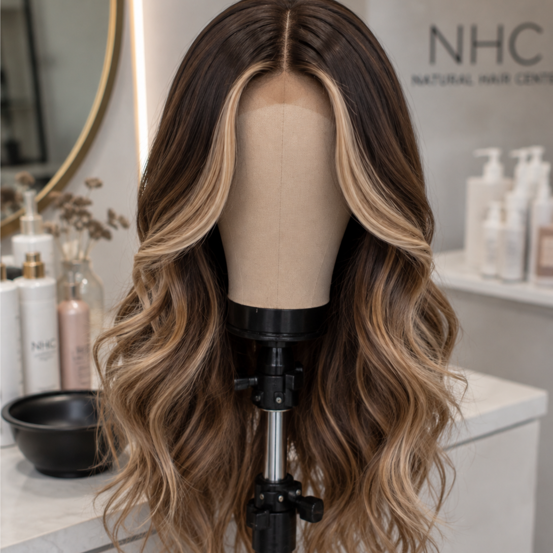 Wig Face Framing Highlights at Natural Hair Center in Aventura, FL