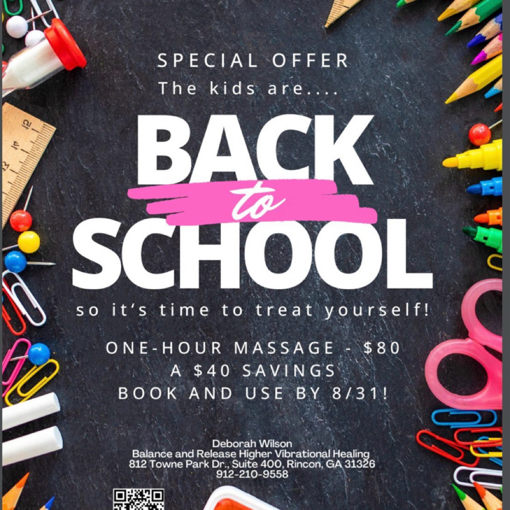 Back To School Special at Balance and Release in Rincon, GA