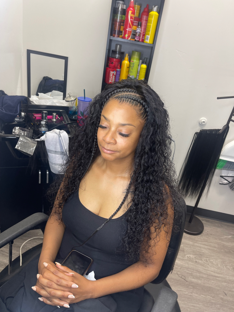 Partial Sew In W/ 2 Stitch Braids