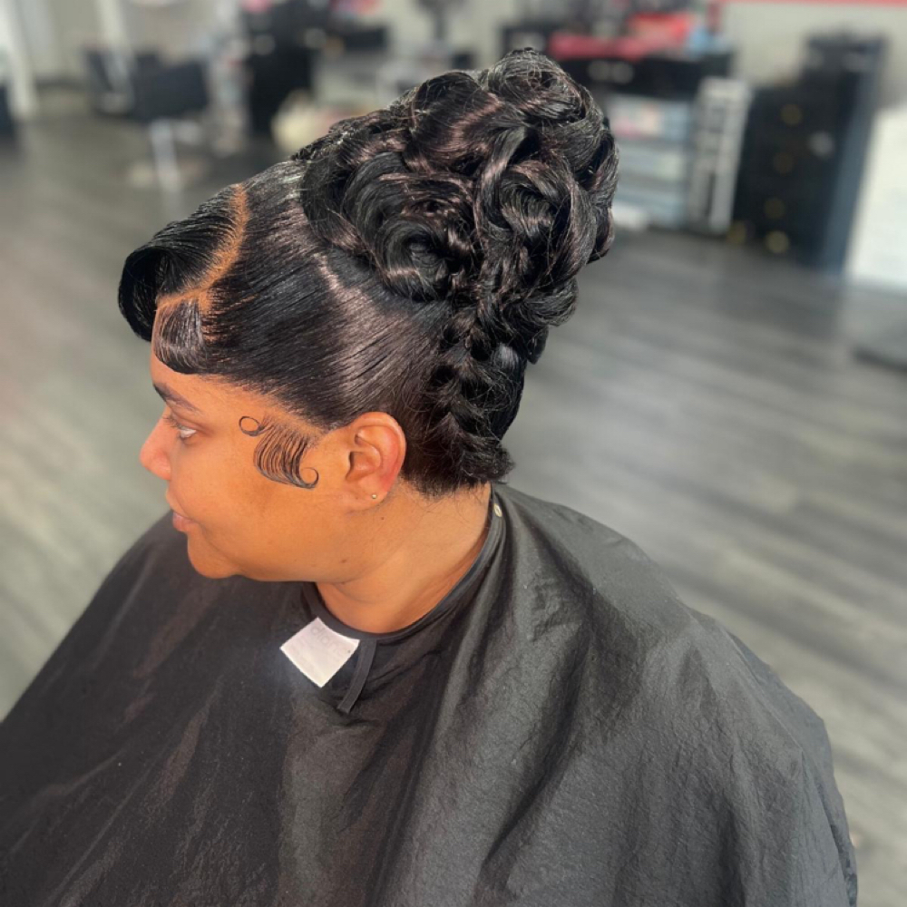Wig install and updo at Alizah’s Hair Salon in Indianapolis, IN