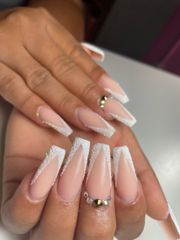 Acrylic Full Set + Gel French at Nailzz by Kat in Culpeper, VA