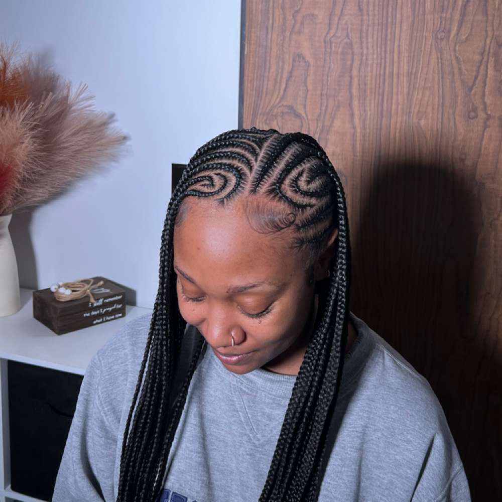 1/2 feed in 1/2 knotless(freestyle) at TheBraidSpot in Houston, TX