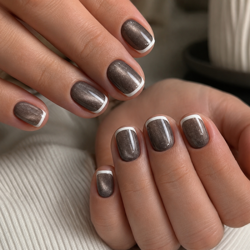 Short Nails / Cat Eye + French — $1 at Julia Nails Florida in Orlando, FL