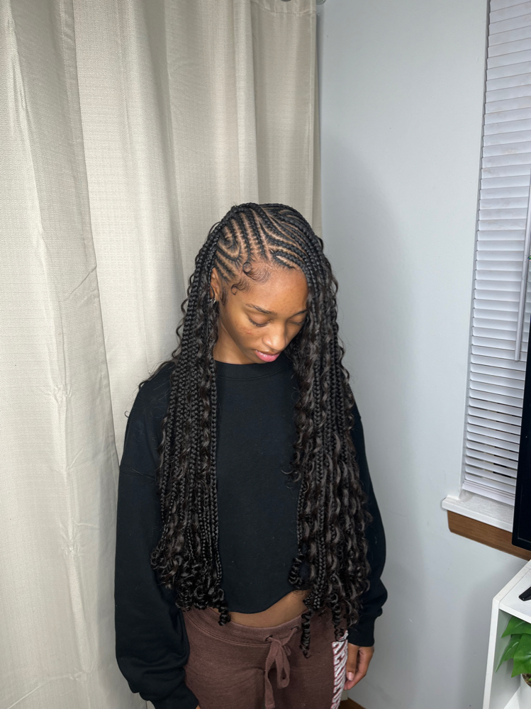 smedium (side part) fulani braids
