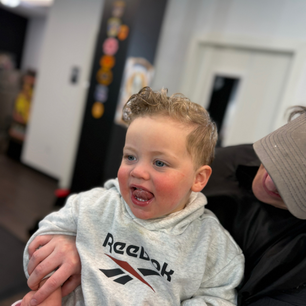Little Boy’s FIRST haircut! at The Parlor in Cedar falls, IA