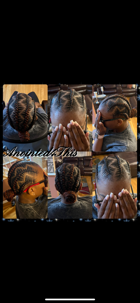 6 Stitch Braids W/bun