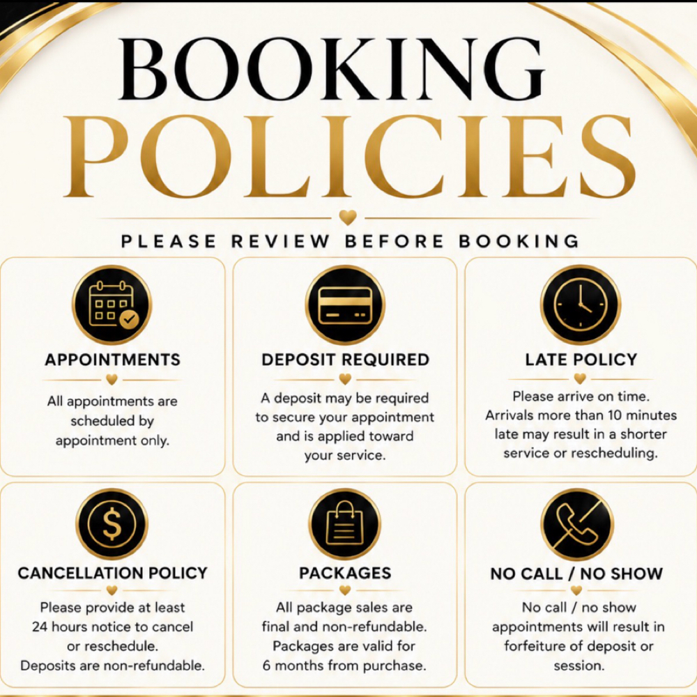 Booking Policies at A Touch of Class Body-Sculpting in Brentwood, CA