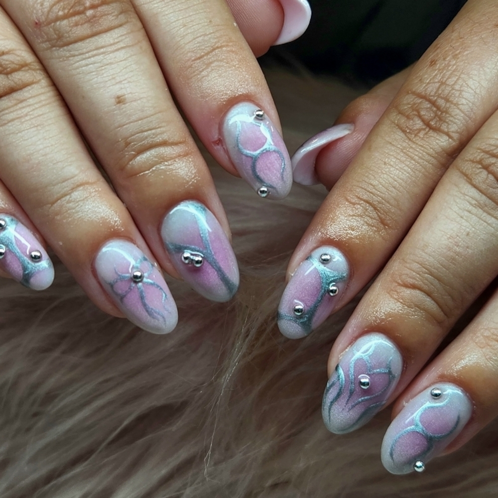 Acrylic w/ Detailed Manicure at Nevnailsss in Armona, CA