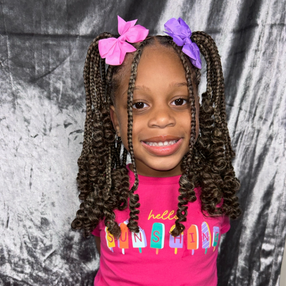 Kids Knotless Braids Ages 6-10 at Tyra’s Braids & Co. in Kenosha, WI