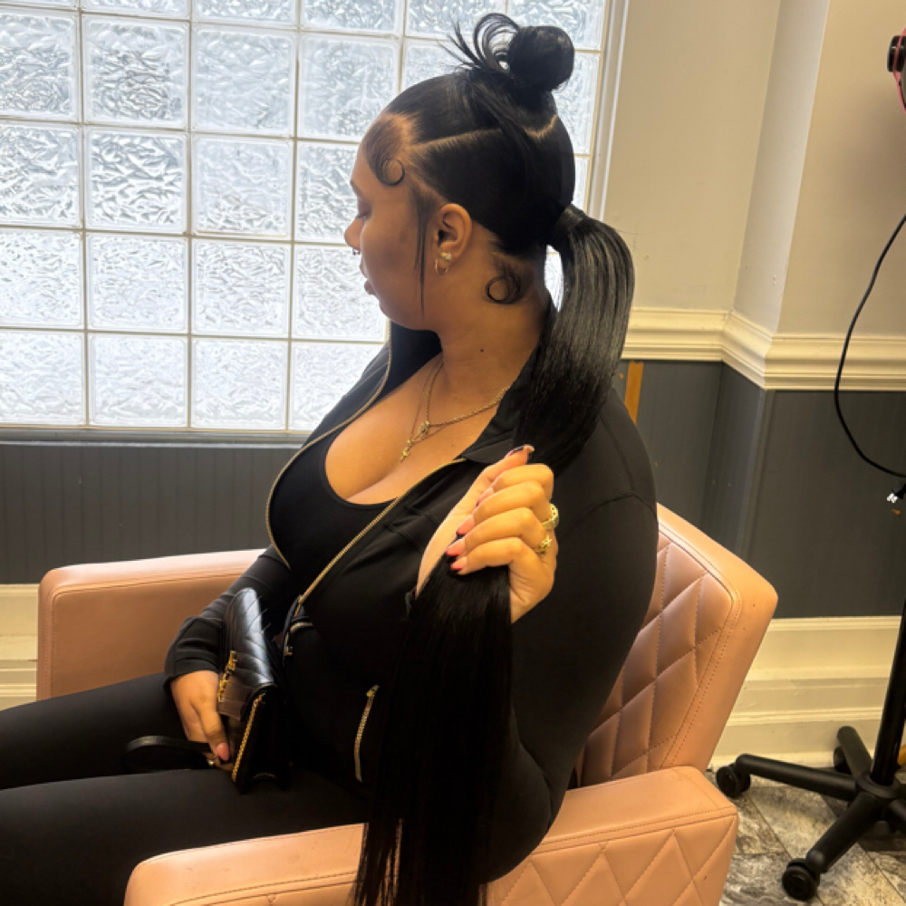 Half bun Half Pony at DollFxce Beauty in Greensboro, NC