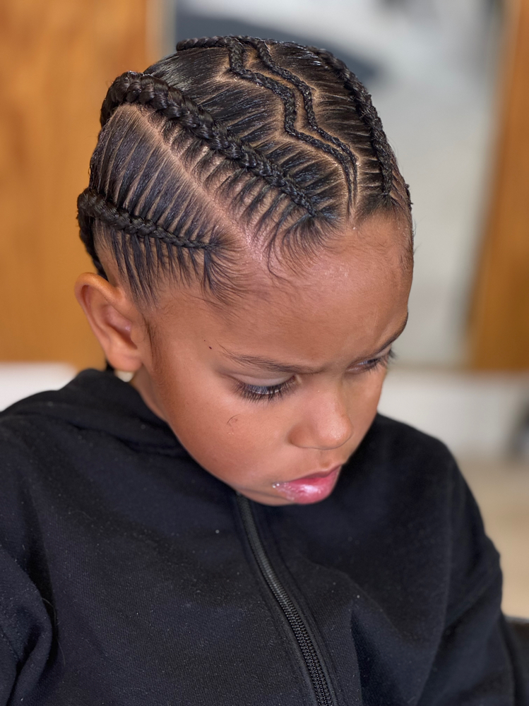 Kid 4 Braids With Design(11& Under) at Hair Cartel in South Bend, IN