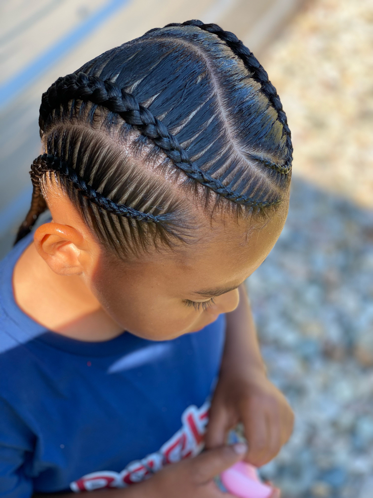 Kid 4 Braids With Design