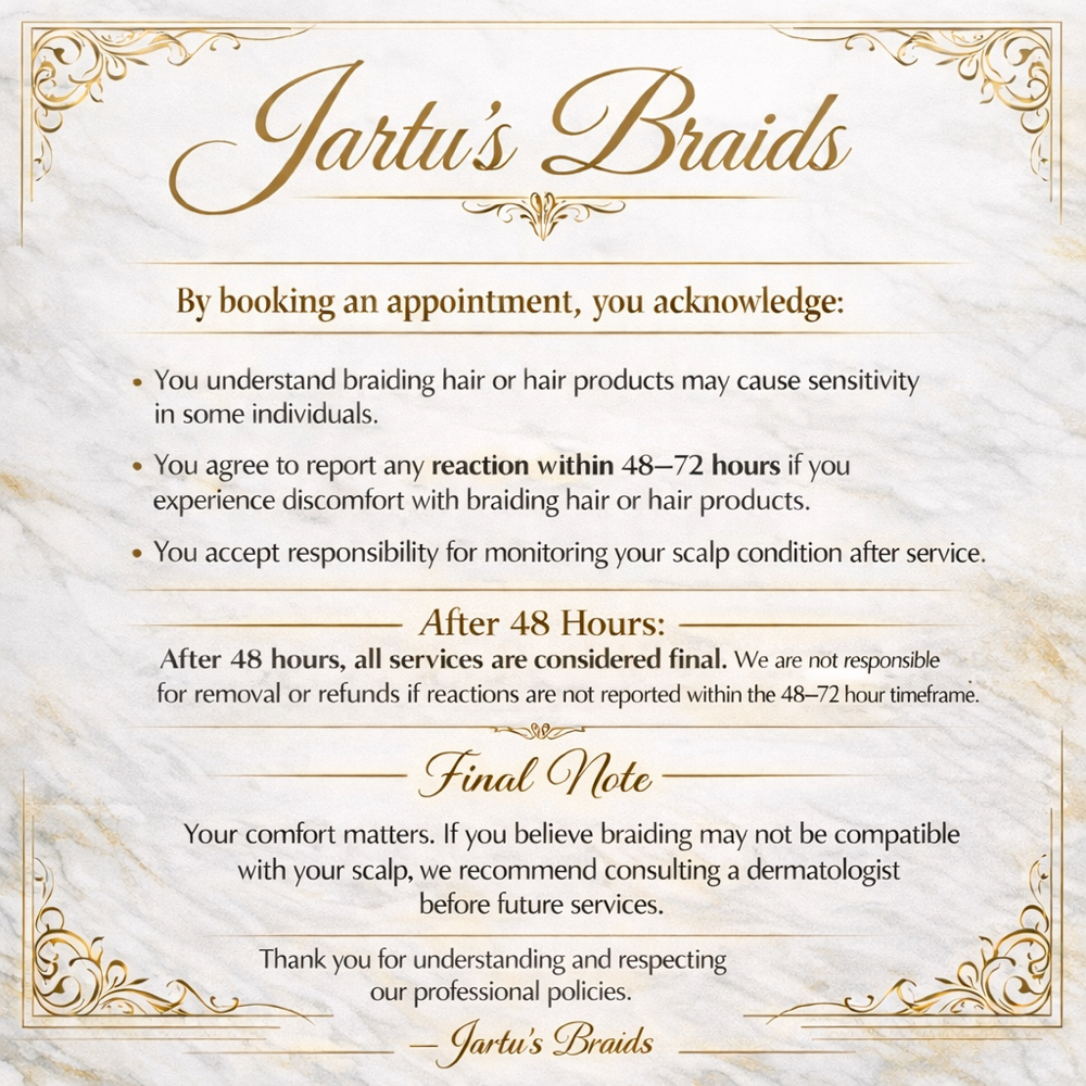 Before You Book at Jartu's  Braids beauty bar 🇱🇷 in Monroe, LA