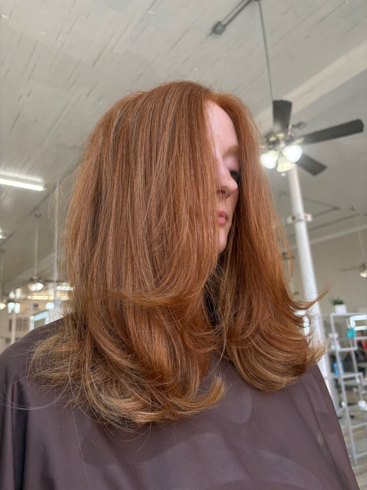 layered haircut + wash + blowout