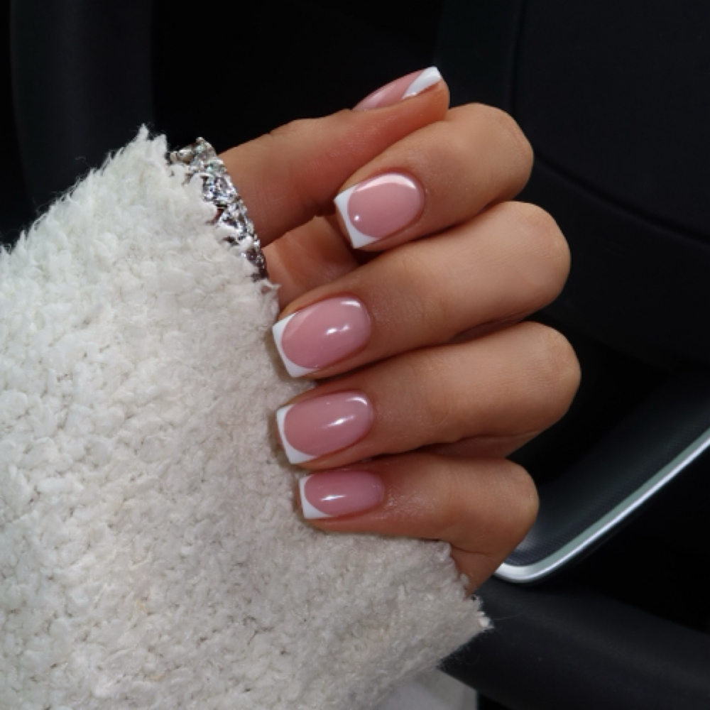 Hard Gel Russian Mani + French at MoMoneyNails in Portland, OR