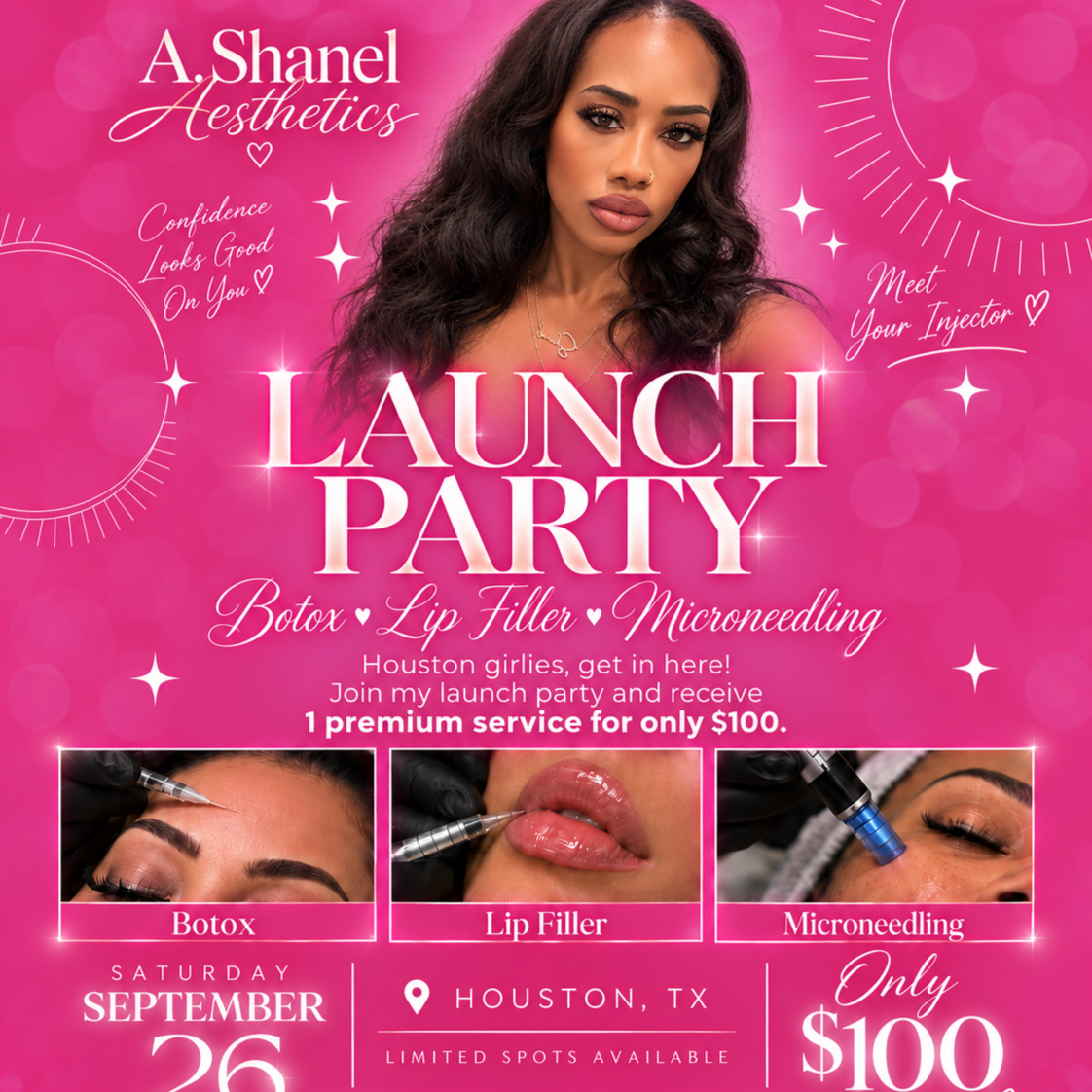 Botox Launch Party Model at A. Shanel Aesthetics in Houston, TX