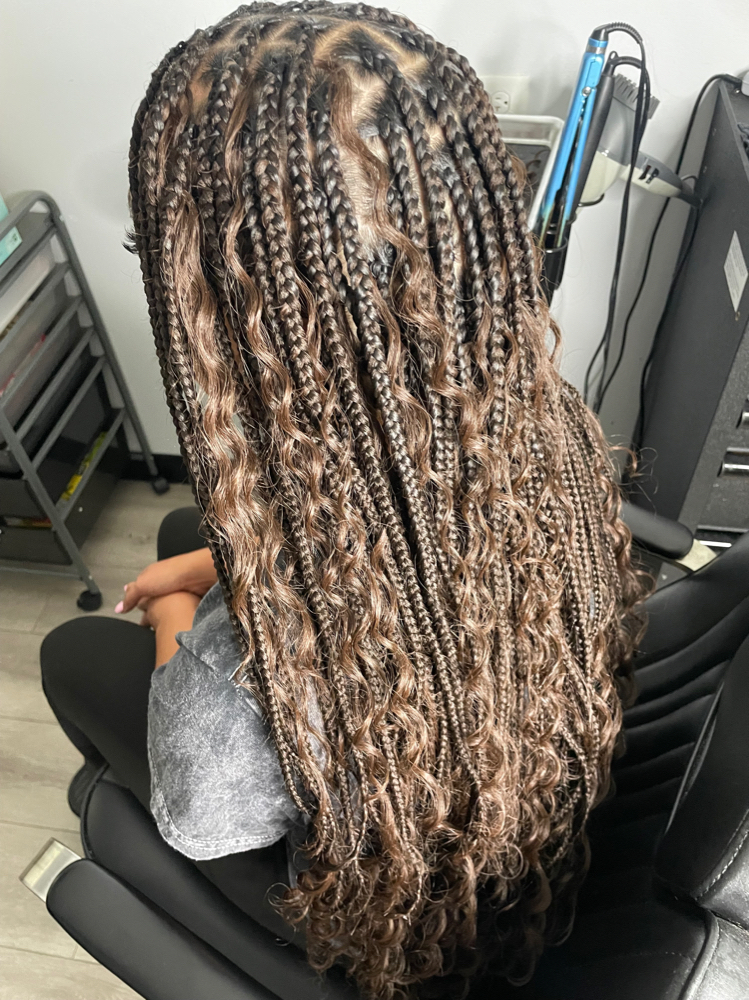 Boho Knotless Braids w/ Human Hair