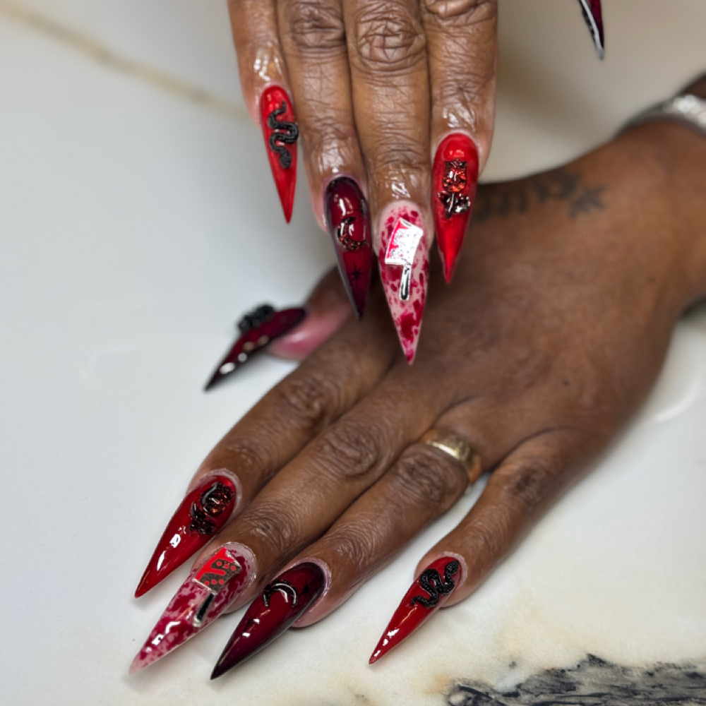 Extra long acrylic set at Jessegbeauty in Rialto, CA