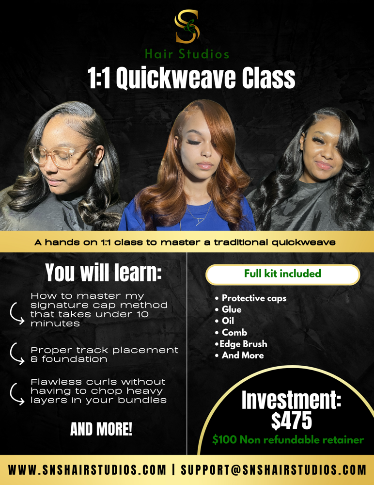 1:1 Quickweave Class at S&S Hair Studios in Birmingham, AL