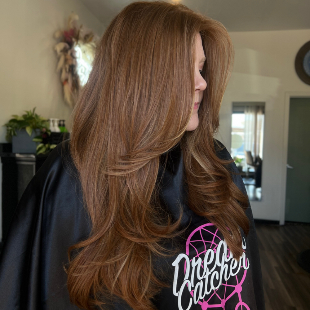 Custom Layered Cut + Blowout Style at Daxella Salon in Hernando, MS