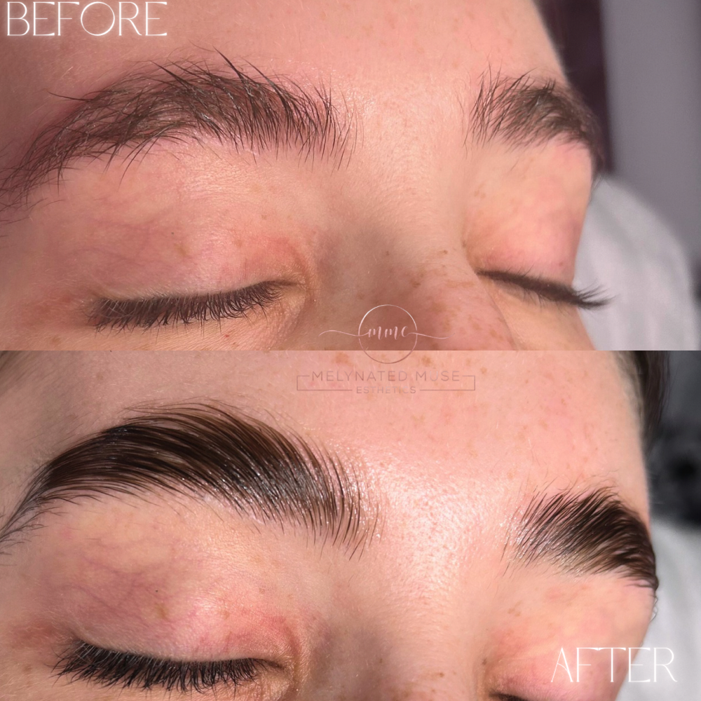 Brow lamination at Melynated Muse Esthetics in Houston, TX