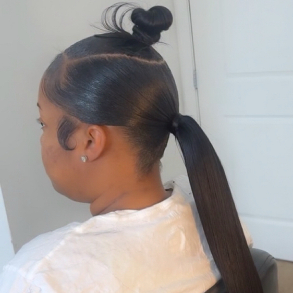 Spiked Bun + Low Pony at Braidsbyniyy in Towson, MD