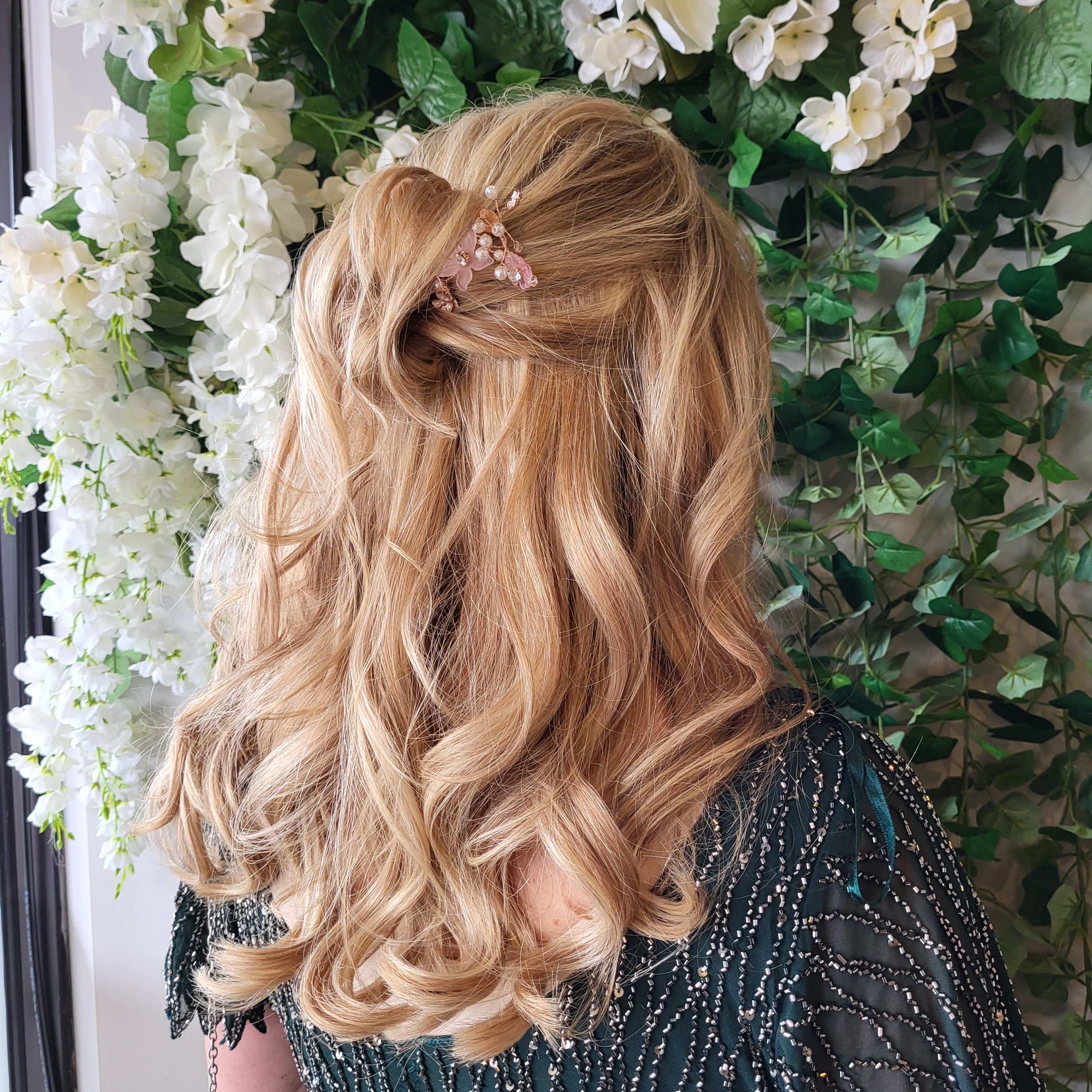 Half up-do at VS Hair By Sarah in Ann Arbor, MI