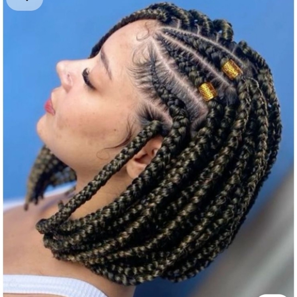 Cornrows In Front /box Braids  Bob at Abeba Hair Weaving & Extensions in Mansfield, TX