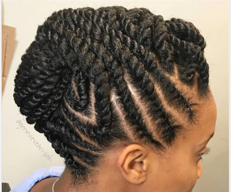 two strand flat twist updo