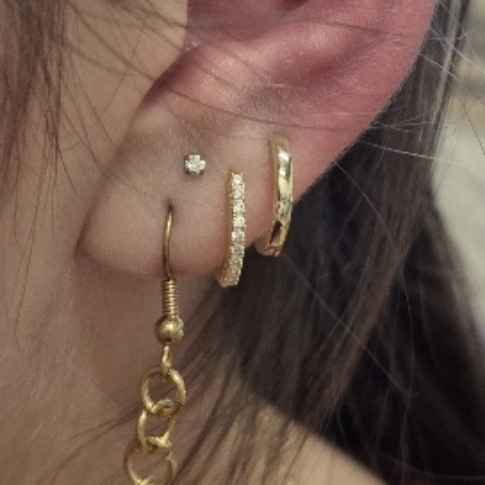 Stacked Earlobe Piercing at Spellbound Piercing in Dillon, MT