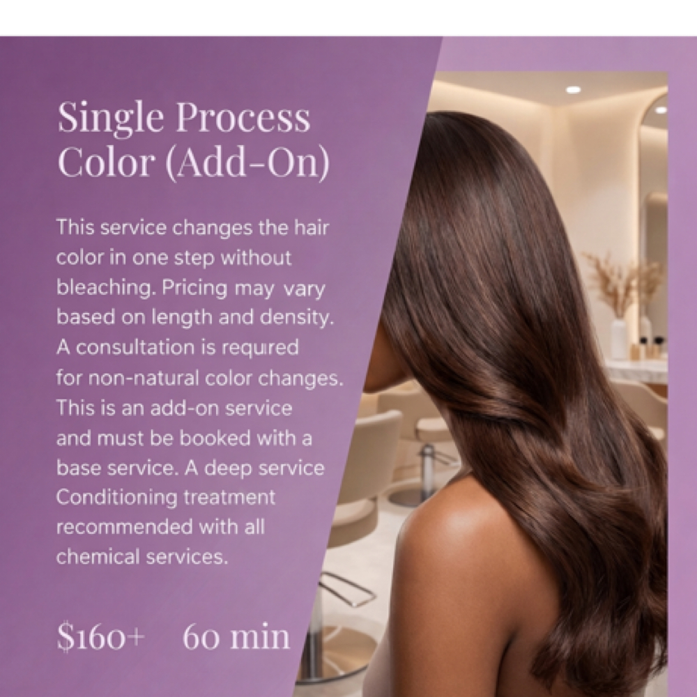 Single Process Color/ This Is An ADD ON SERVICE at Hair by J’Rena’ in Lawrenceville, GA