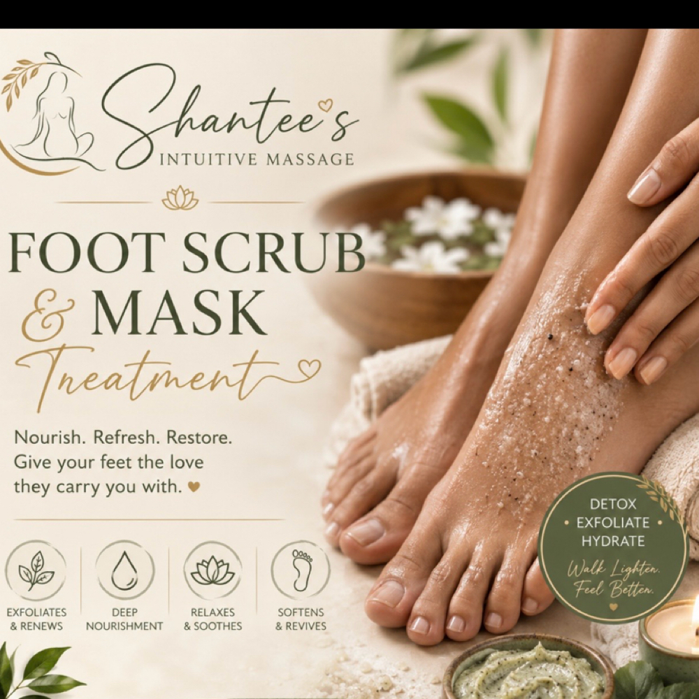 Rejuvenating Foot Scrub & Foot Mask at Shantee’s Intuitive Massage in Palm Springs, CA