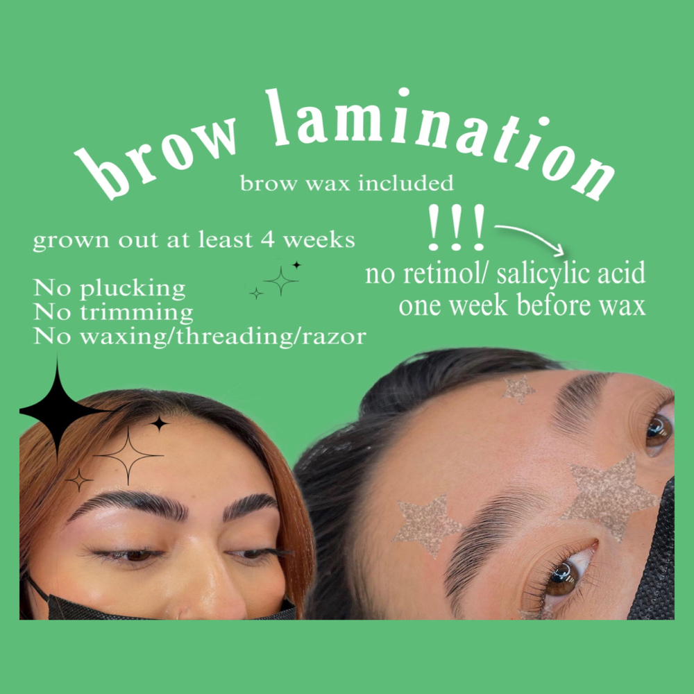 brow lamination (brow wax included)