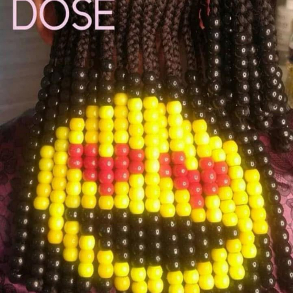 Emoji Beads and cornrows at Dose Braids in Dallas, TX