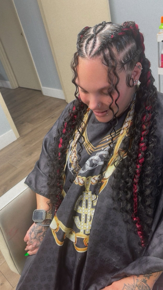 2 Feed In Braids W/ Design Or Curls